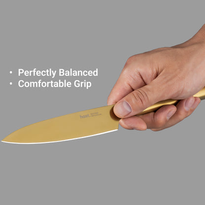 Hast Edition Series 4P Knife Set with Honing Rod-Titanium Gold