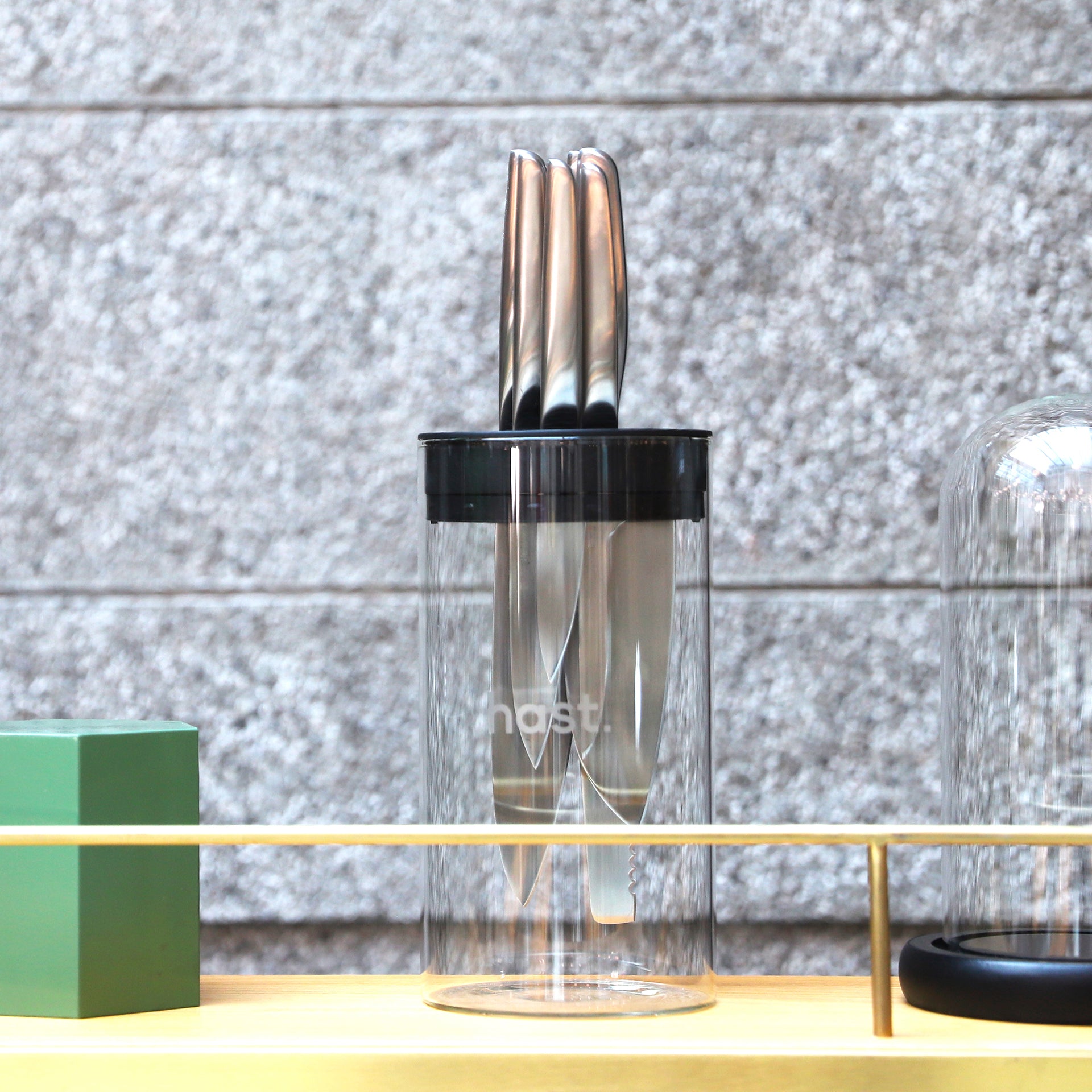 Minimalist Design Tempered Glass Knife Block | Hast